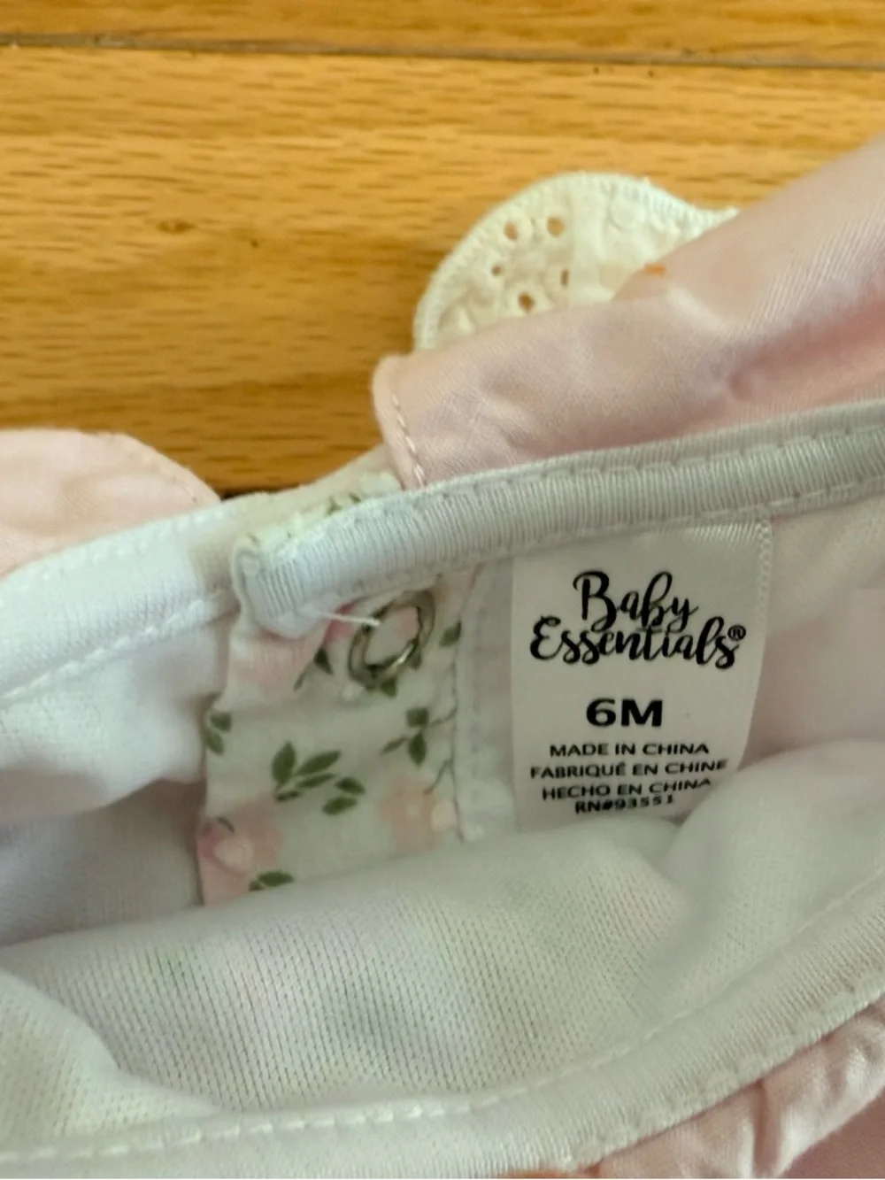 Baby Essentials Pink & White Floral Ruffled Collar One-Piece Bubble Romper
